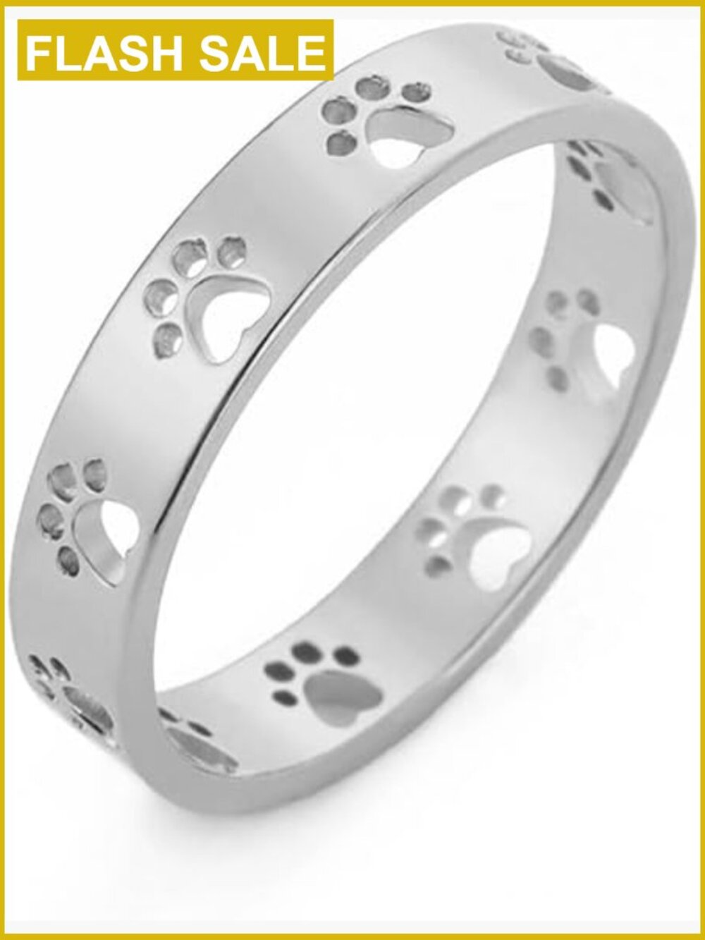 Cute Paw Print Stacking Rings for Women Men Stainless Steel Pet Lover Band